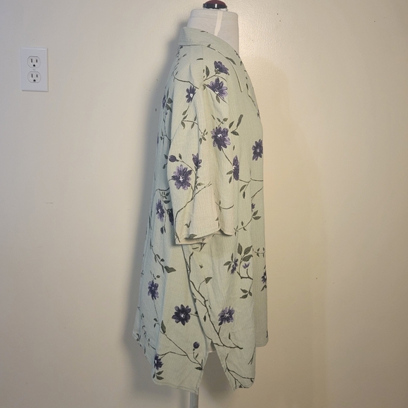ColdWater Creek (Women's XL) Relaxed fit Floral Green Purple Button-down Shirt - Picture 4 of 7